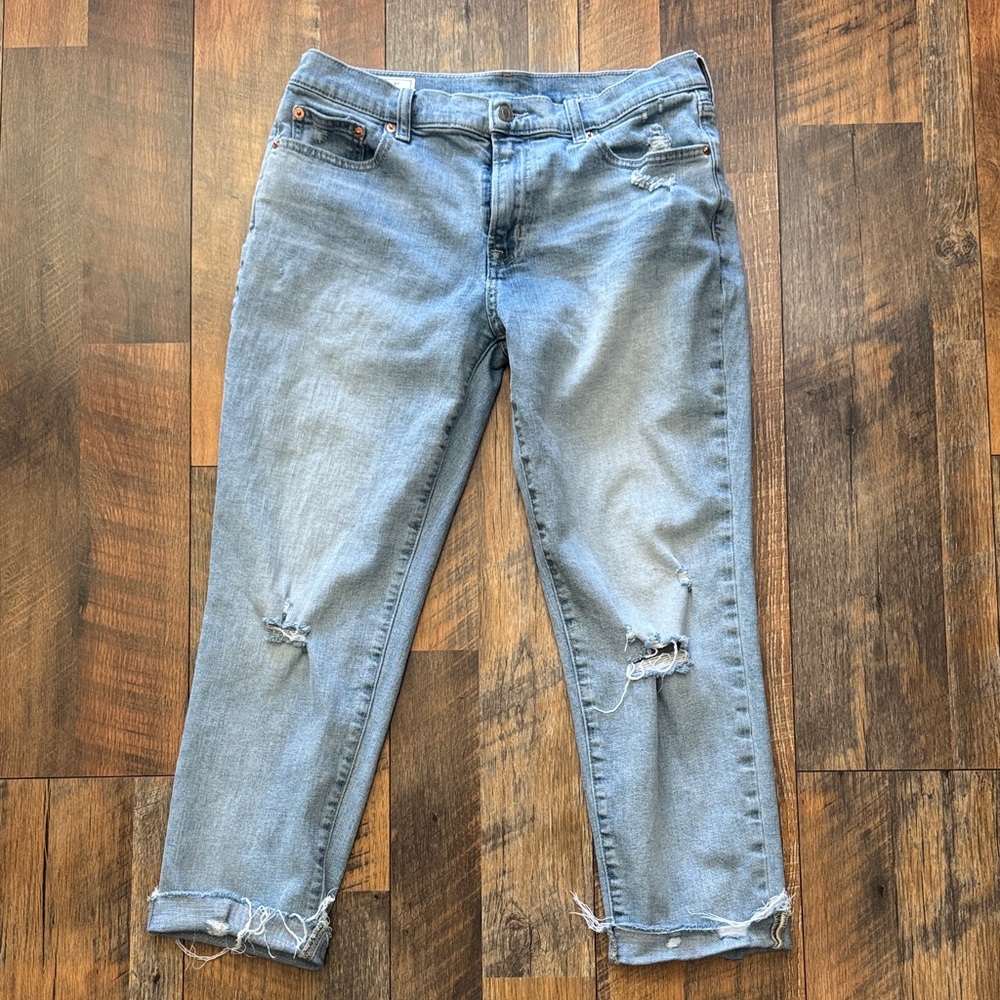 GAP Light Blue Distressed Ankle Jeans